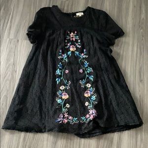 Black Lace Embroidered Dress